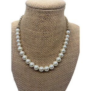 Lia Sophia Faux Pearl Gold Tone Choker Collar Necklace Extra Extender Graduated